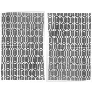 Pottery Barn | Set of 2 Geometric Print Gray and White Blackout Curtains
